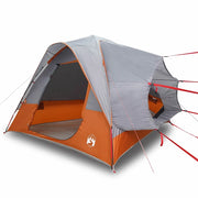 Tenda da Campeggio | Tenda Familiare 4 Persone Grigio e Arancione Impermeabile