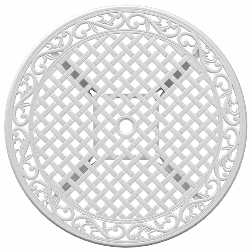 Tavolo da Giardino Bianco Ã˜90x75 cm in Alluminio Pressofuso