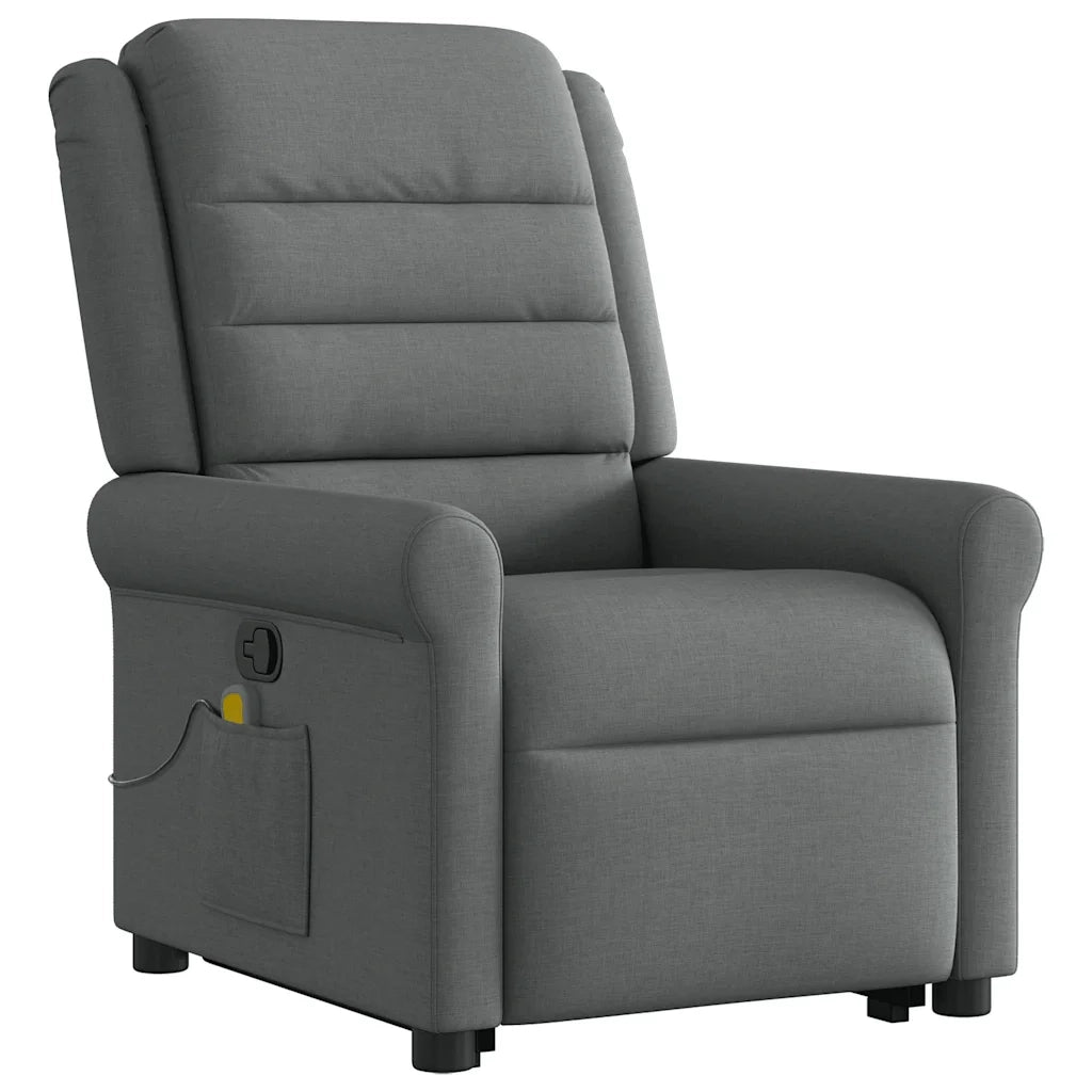 Poltrona Alzapersona Massaggi Reclinabile Grigio Scuro Tessuto 3303325