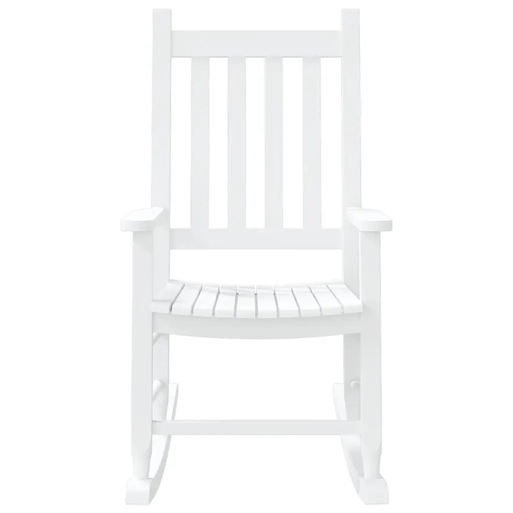 Sedia a Dondolo per Bambini Bianca in Legno Massello di Pioppo 4008877