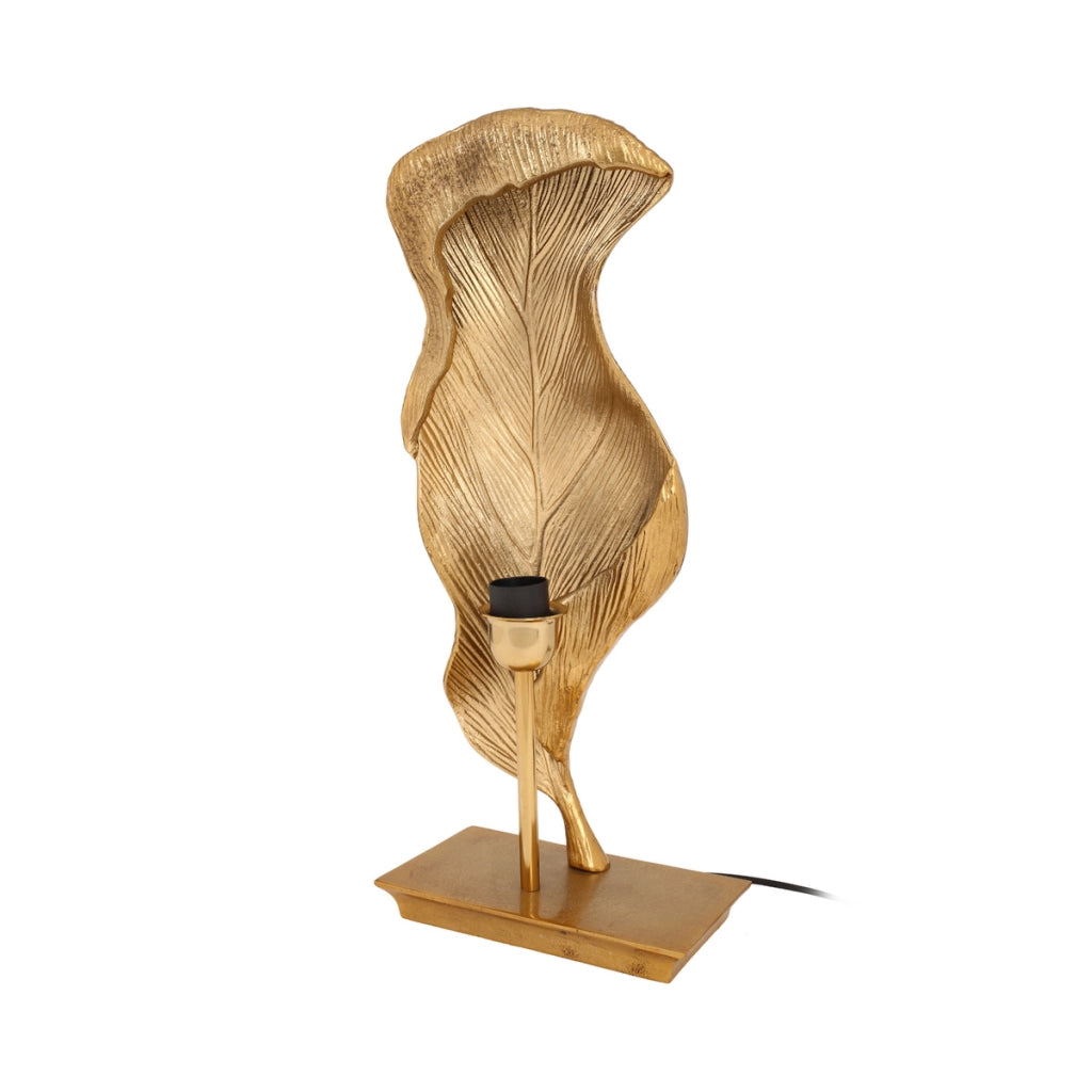 Lampada da tavolo Cosima in alluminio dorato a forma di foglia