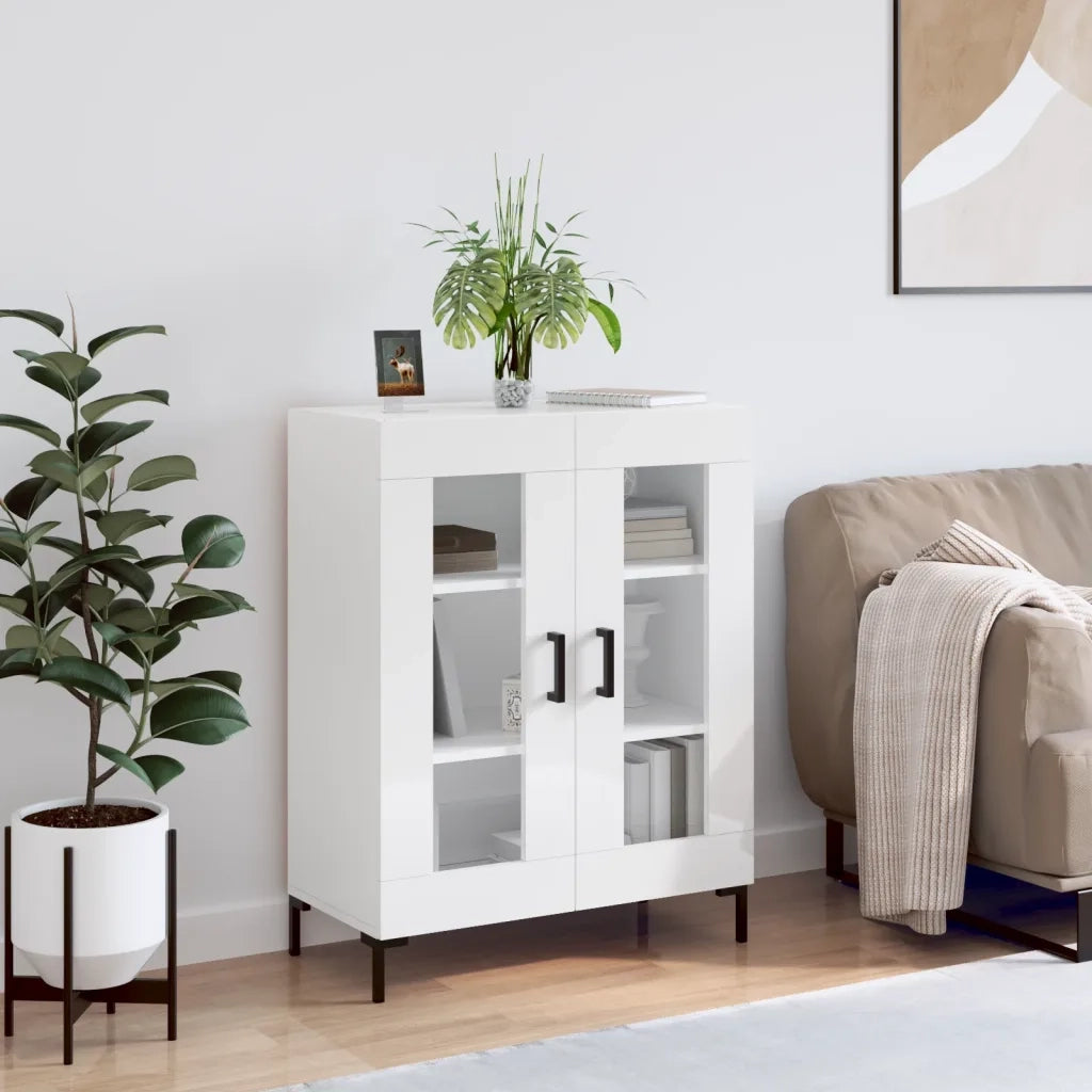 Credenza-Buffet-Armadio da cucina 69,5x34x90 cm in Legno Multistrato Bianco Lucido 459904