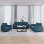 Set di Divani 3 pz con Cuscini Blu in Vellutocod mxl 128153
