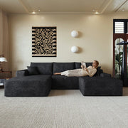 Divano angolare con Chaise Longue ¨C Minimal ¨C nero velluto 270cm