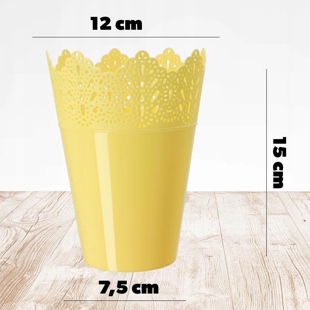 Vaso da fiori KADAX, vaso da fiori, coperchio, alto, in plastica, 12 cm, giallo