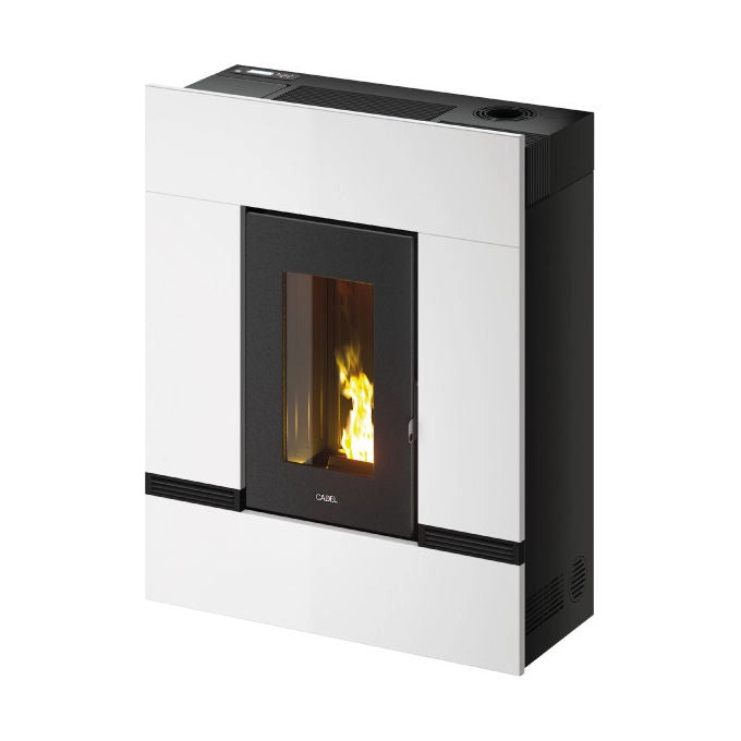 Cadel stufa a pellet Mithos Plus 12 Up Twin T2, colore bianco, riscaldamento domestico