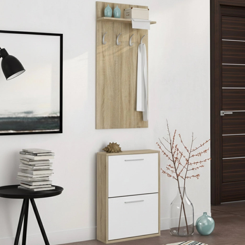 Sestola, Mobile da Ingresso Paia, 54x28x181h cm Marrone Rovere