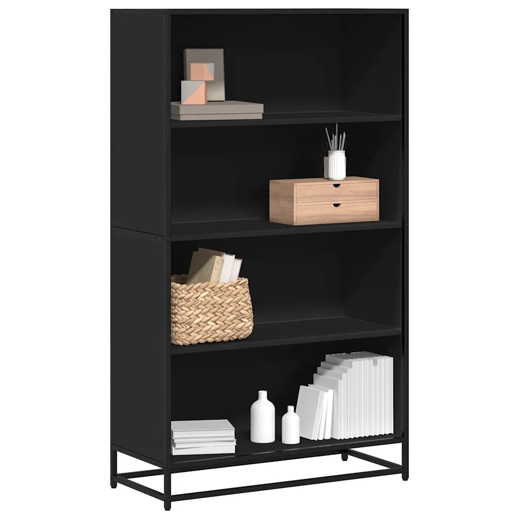 Libreria-Scaffale per Libri-Mobile di Stoccaggio Nera 80,5x35x139 cm in Truciolato