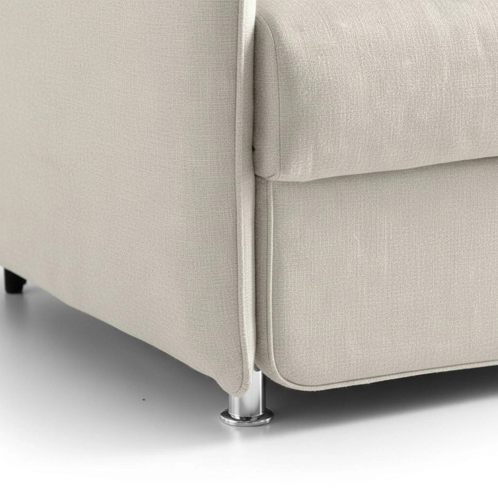 Monleale, Divano Fisso 2 Posti Sfoderabile Made in Italy, 160x95x90h cm Beige
