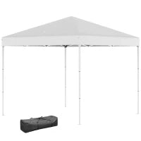 Gazebo Pieghevole 2.5 x 2.5 m Impermeabile con Corde e Picchetti, in Acciaio e Tessuto Oxford, Bianco