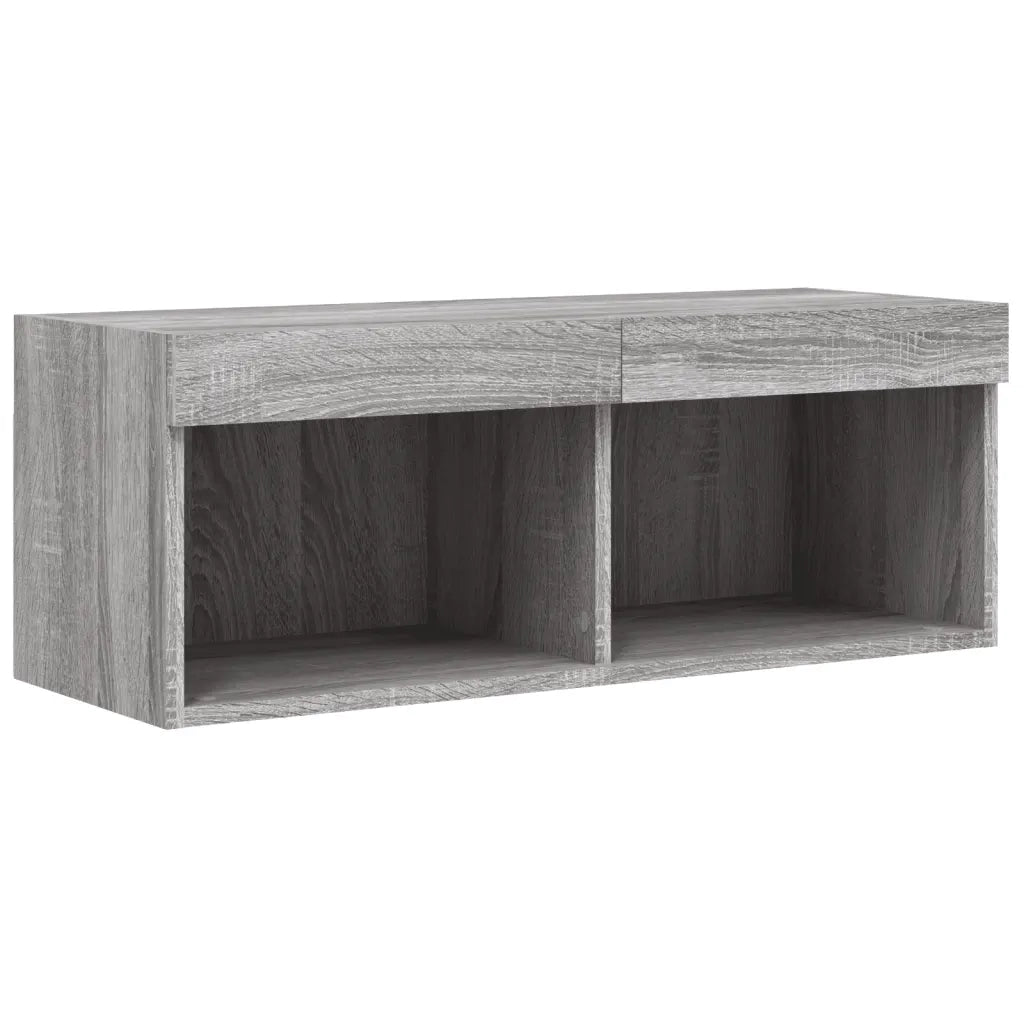 Mobile Porta TV con Luci LED Grigio Sonoma 80x30x30 cm 837151