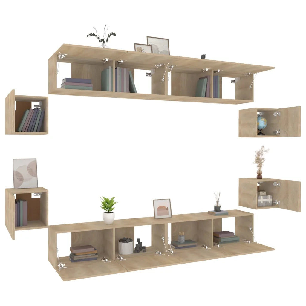 Set Mobili Porta TV 8pz Rovere Sonoma in Legno Multistrato cod mxl 67327