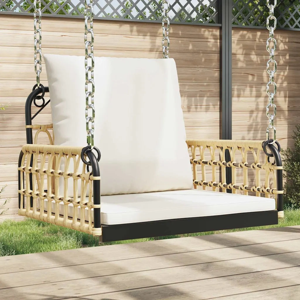 Sedia a Dondolo con Cuscini 63x58x39 cm Polyrattan e Acciaio CFW1730508