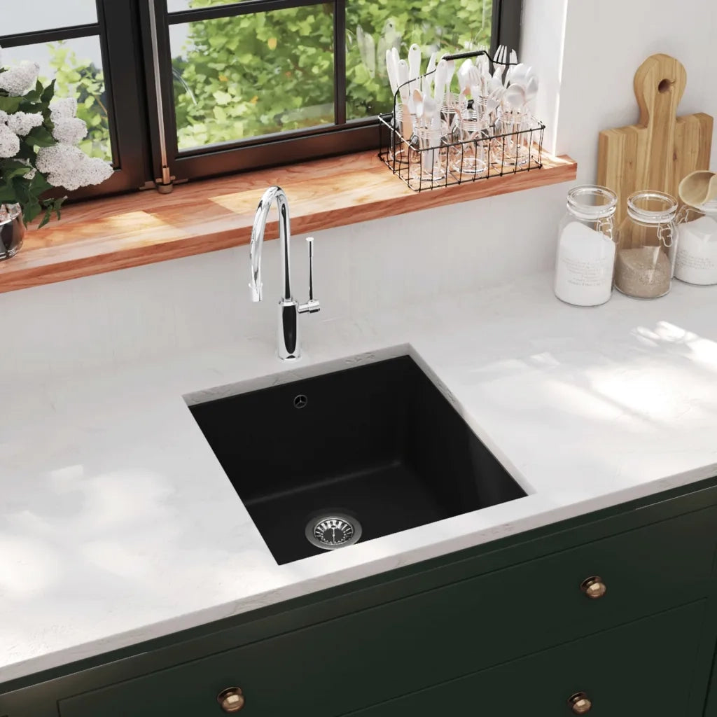 Lavello da Cucina in Granito Vasca Singola Nero CFW4436241