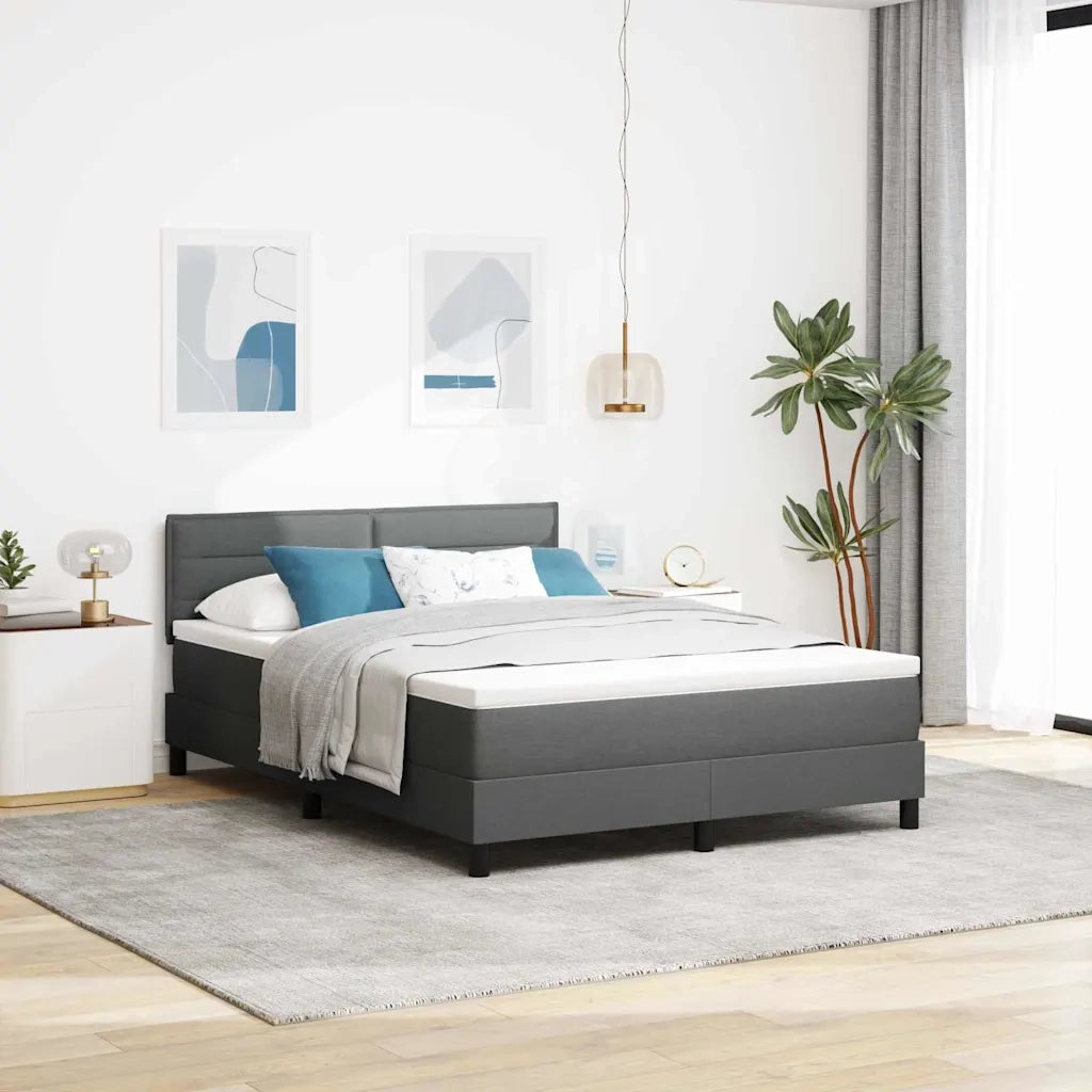 Letto a molle con materasso Grigio scuro 140 x 190 cm Tessuto