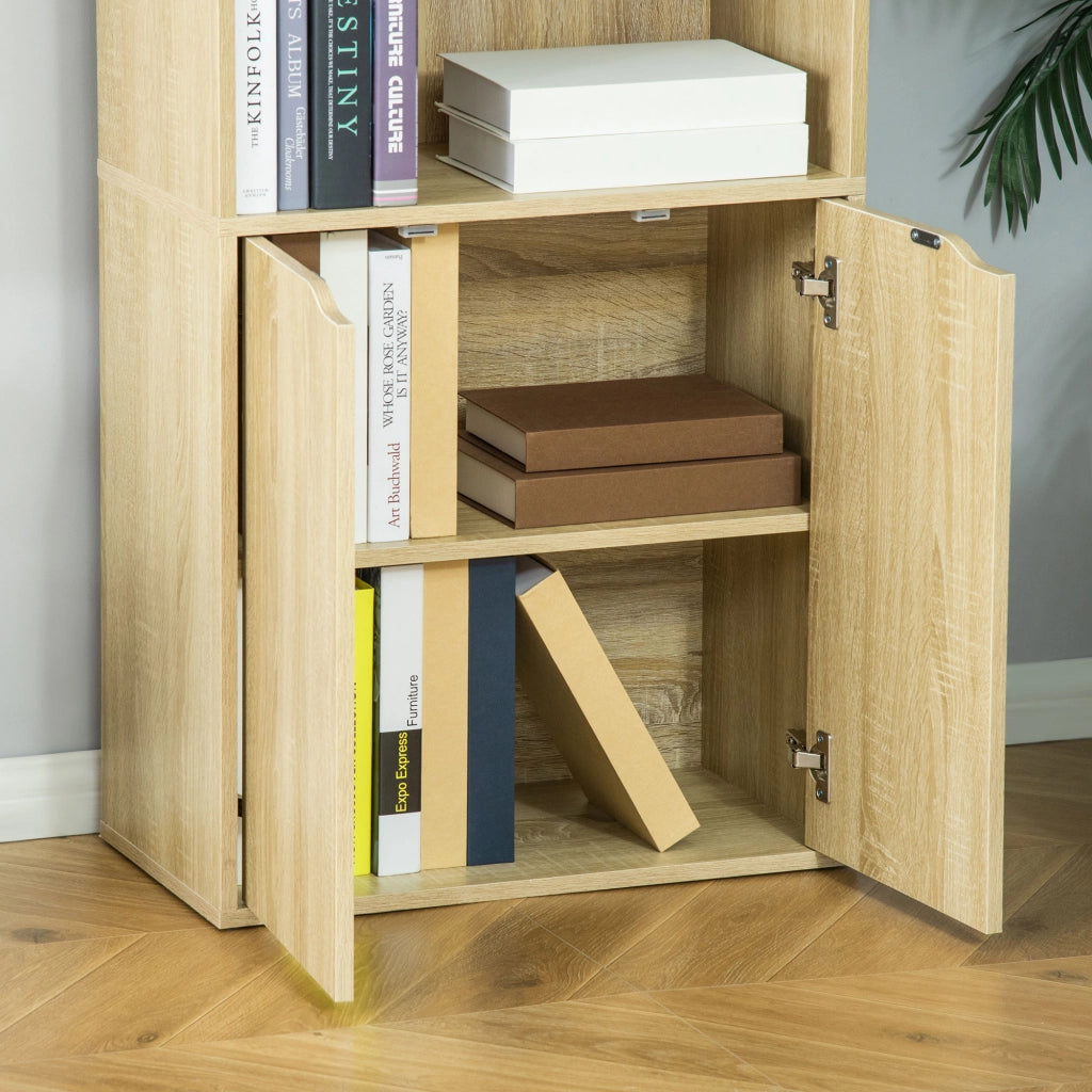 Libreria con ante e scaffali aperti ¨C Zephmum ¨C Legno naturale 59x29x180 cm