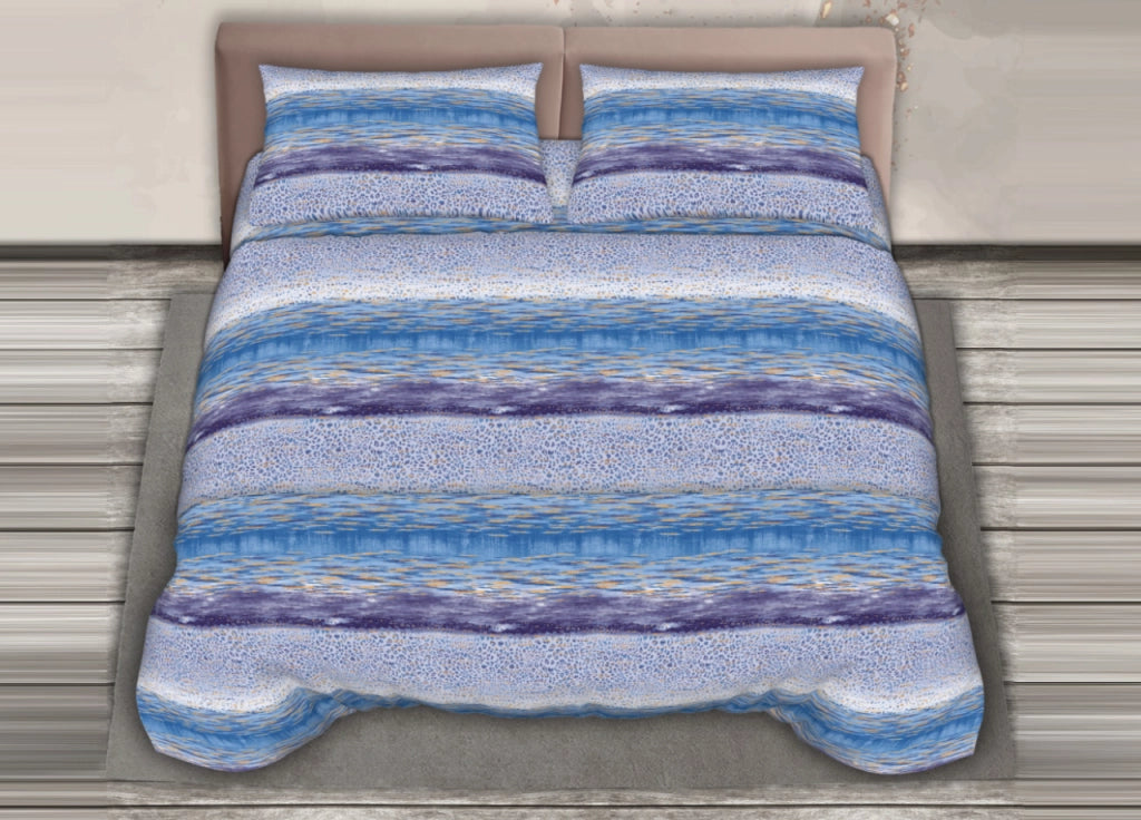Completo Lenzuola Stiro Facile 100% Cotone Made Italy Effetto Seta Vanisho - Matrimoniale - Lilla