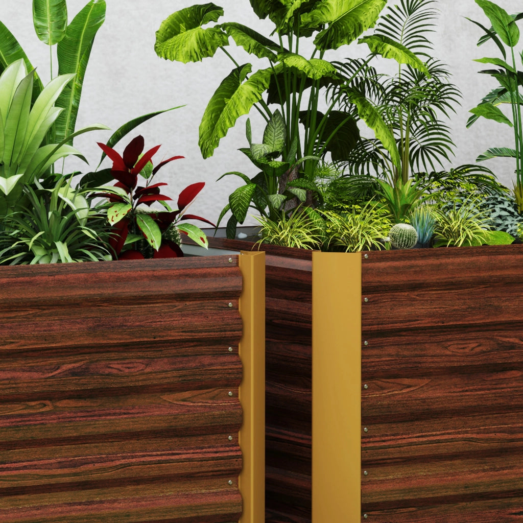 Set 2 fioriere rialzate in acciaio zincato marrone 120x60x60 cm per orto e giardino