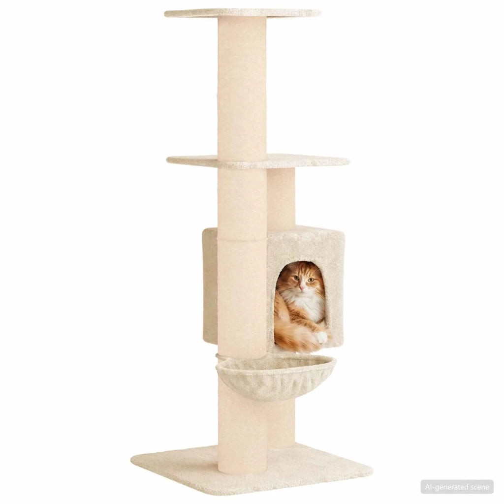 Albero per gatti con pali per graffiare in sisal Crema 137 cm 42033054