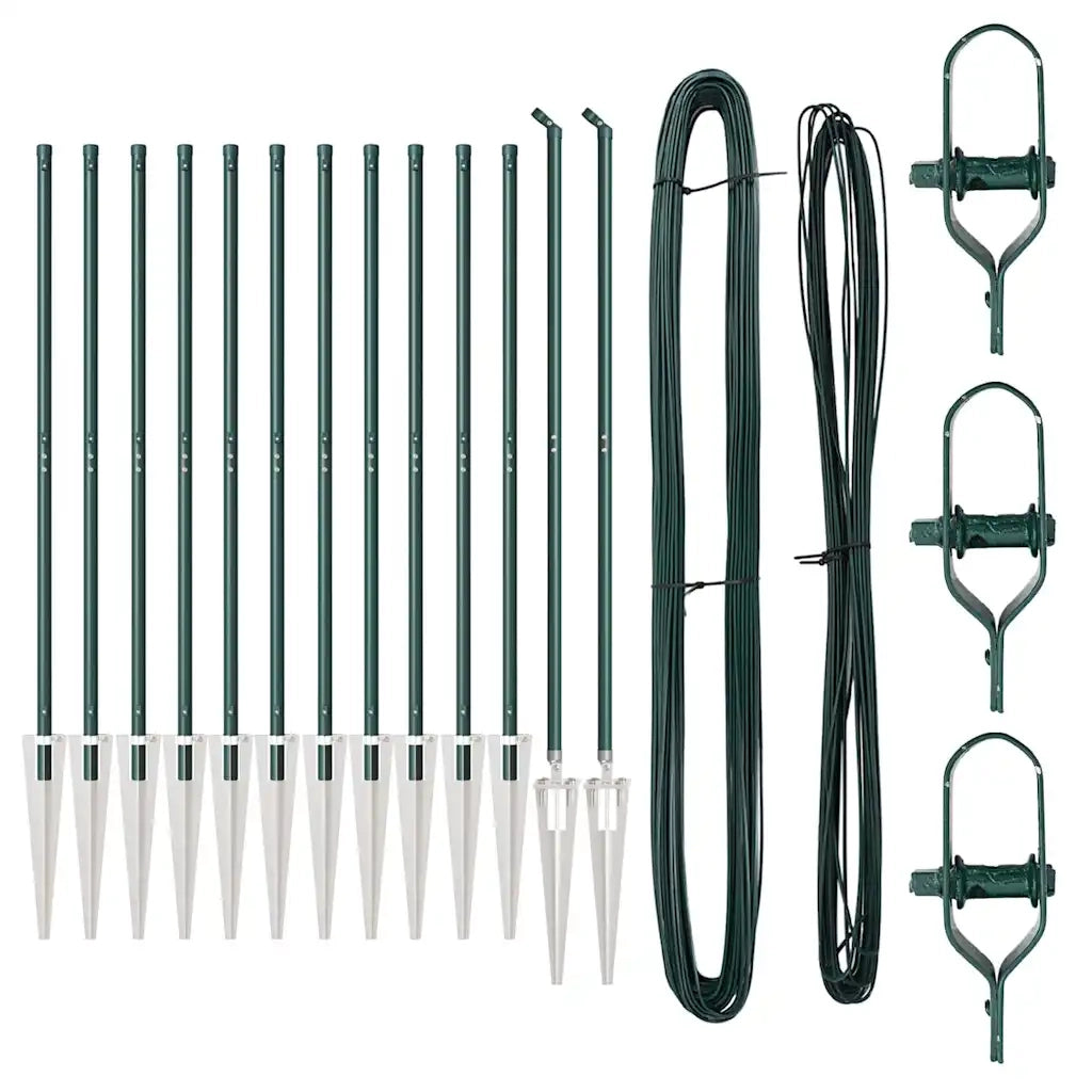 vidaXL Pali per Recinzione 13 pcs Verde Ø32mm 180 cm Acciaio zincato