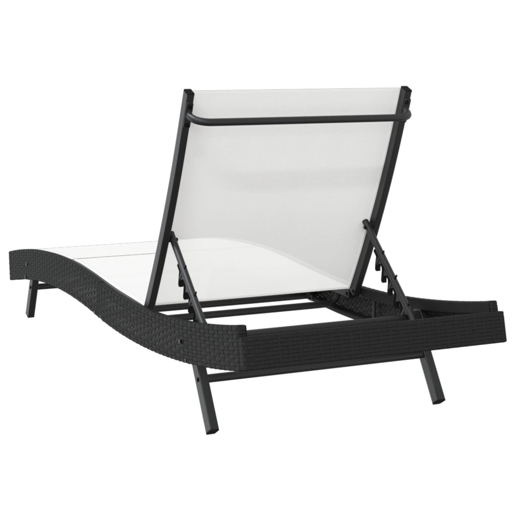 Lettino Prendisole Nero Rattan e Textilene