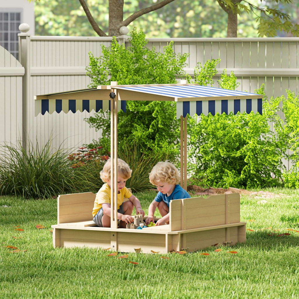 Sandbox per bambini in legno quadrata con panche e coperchio ¨C zephmum ¨C 106x106x19 cm