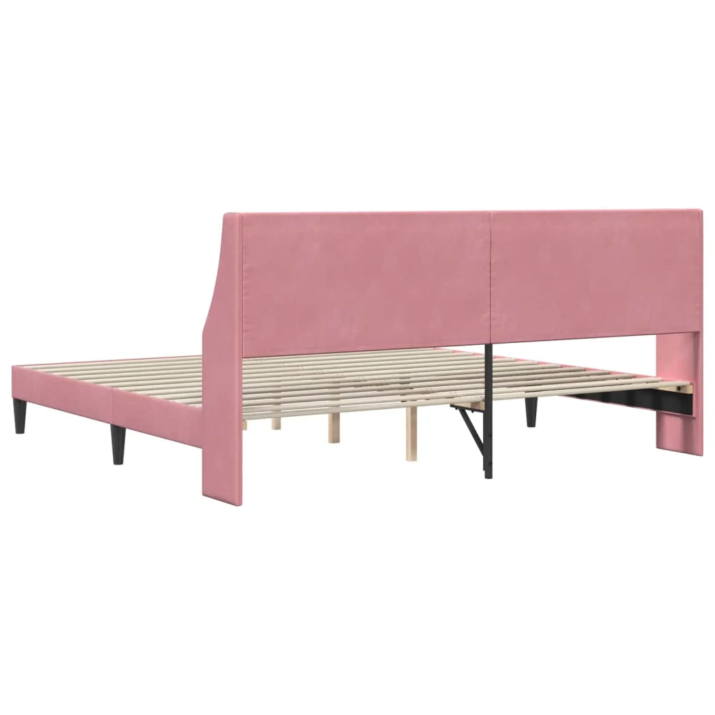 Struttura del letto con testiera Rosa 200 x 200 cm Velluto