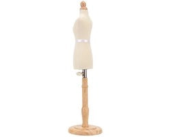 Manichino Professionale per Sartoria - Fusto Femminile - Legno di Quercia - Base Circolare in Legno - Sostenibile - 3 Accessori - Cassetta per Abbigliamento