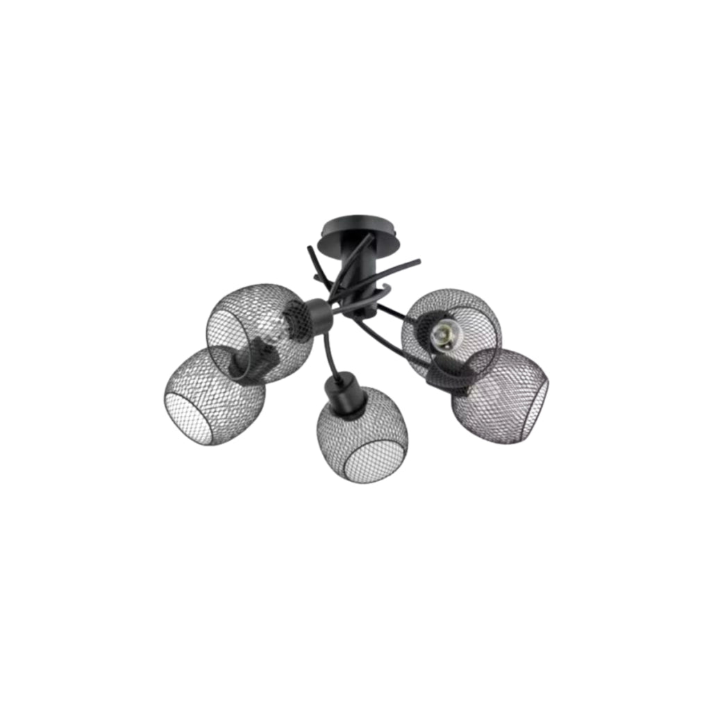 Lampadario Alfa WASTA moderno nero opaco oro 5xE27