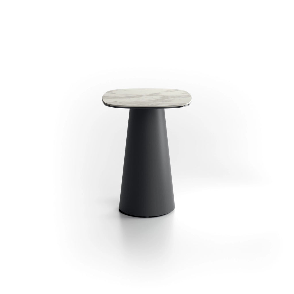 Tavolino Pillar Small con top in ceramica marmo bianco e struttura in metallo antracite - Design contemporaneo - Stones