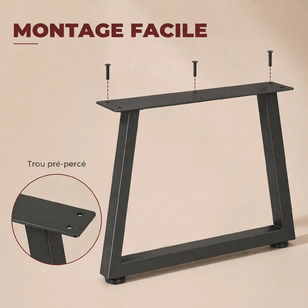 Gambe da tavolo in acciaio ¨C zephmum ¨C nero 60x43 cm