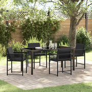 Set da Pranzo per Giardino 5 pcs Nero polyrattan 3380747