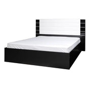 Letto LINA 160x200 nero e bianco lucido con testiera in similpelle - Rete inclusa