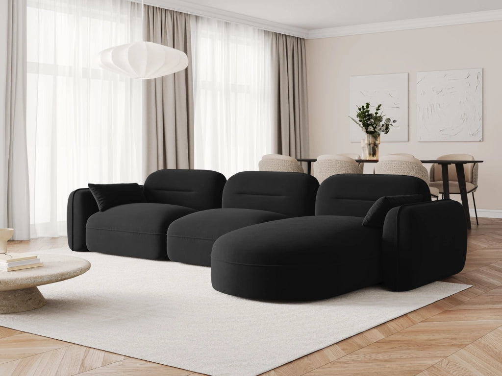 Cosmopolitan Design - Divano angolare modulare destro "Sydney" 4 posti in velluto nero 