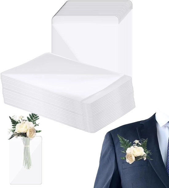 Boutonniere Portaflorali Transparente per Sposo - 40 pezzi - Adatto per Matrimonio - Porta Corsage senza Spillo - Set di Accessori per Sposo - Moda per Sposi di Onore - Non Richiede Spillo - Plastica - Translucida