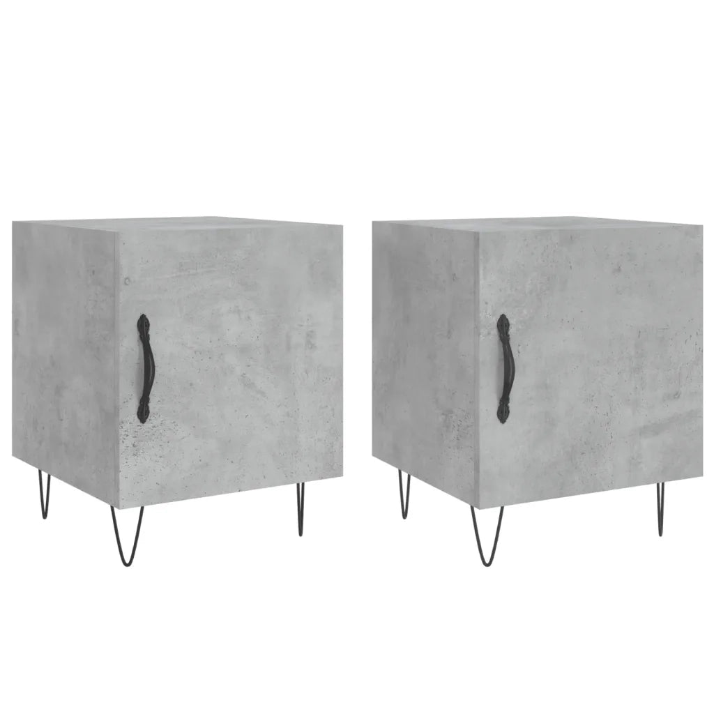 Set di 2 Comodini | Armadio da Notte | Mobiletto da notte Grigio Cemento 40x40x50 cm in Legno Multistrato
