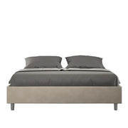 Letto matrimoniale con rete imbottito 160x200 microfibra sabbia Azelia