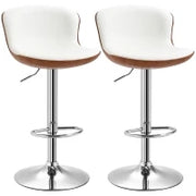 Set di 2 Sgabelli da Bar Design Contemporaneo Altezza d'assise regolabile 64-85 cm girevoli 360° rivestimento sintetico Crema Imitazione Legno