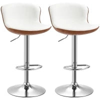 Set di 2 Sgabelli da Bar Design Contemporaneo Altezza d'assise regolabile 64-85 cm girevoli 360° rivestimento sintetico Crema Imitazione Legno