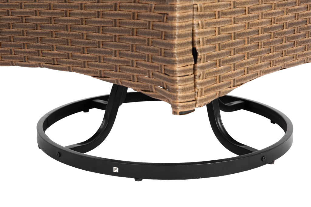 OKWISH Poltrone da giardino con tavolo set da 3 girevoli e basculanti 360° con cuscini in acciaio e rattan sintetico grigio