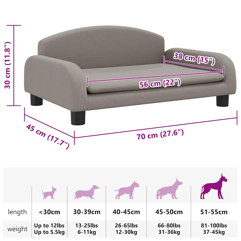 Lettino per Cani Tortora 70x45x30 cm in Tessuto CFW3664871