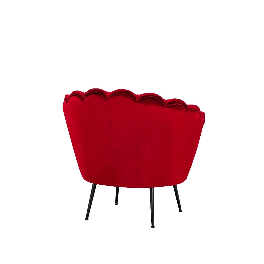 Poltrona Orel a Conchiglia in Velluto Rosso – Design Elegante e Avvolgente