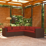 Set Divani da Giardino 5 pz con Cuscini in Polyrattan Marrone 3101699