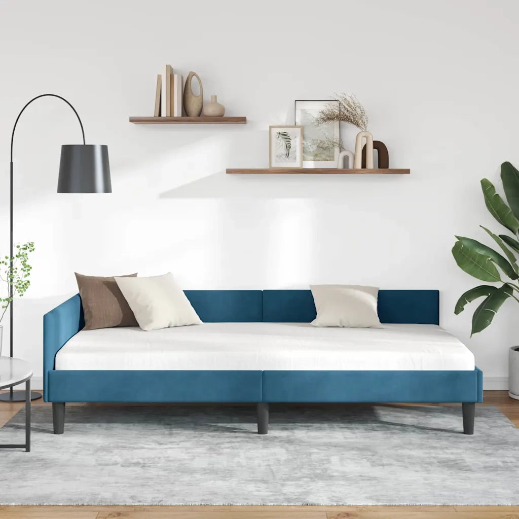 vidaXL Struttura del letto ad angolo con testiera Blu 90 x 190 cm