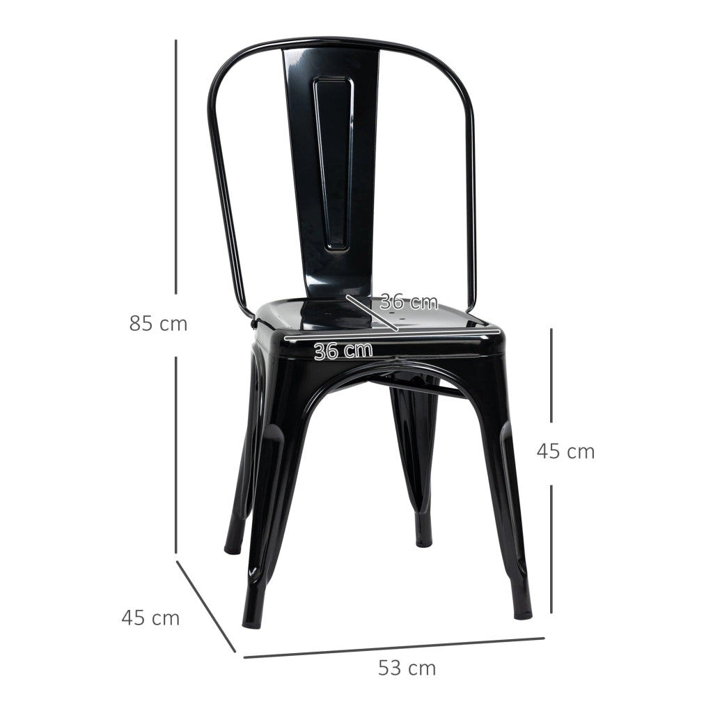 Set 4 Sedie da Cucina Impilabili 53x45x85 cm in Acciaio Nero