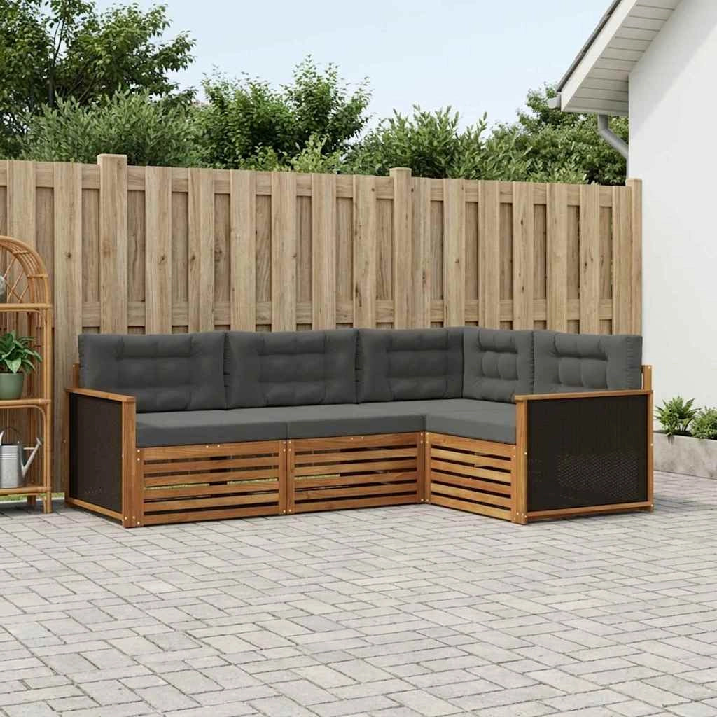 Set di divani da esterno 4 pz Naturale e Antracite Poliestere 3383285