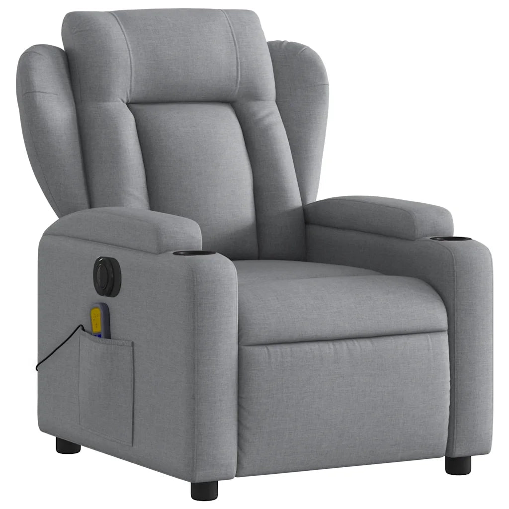 Poltrona Reclinabile Massaggio Elettrica Grigio Chiaro Tessuto 3204470