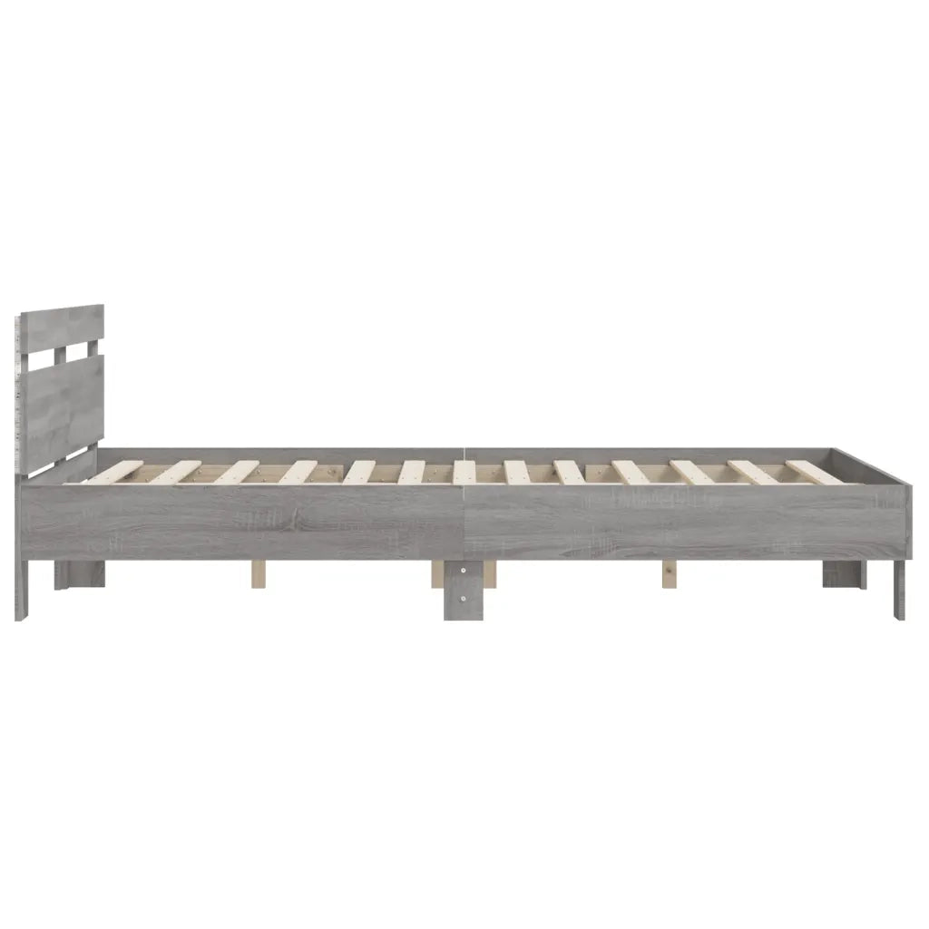 Giroletto con Testiera e LED-Struttura Letto con testiera Grigio Sonoma 140x200 cm 967883