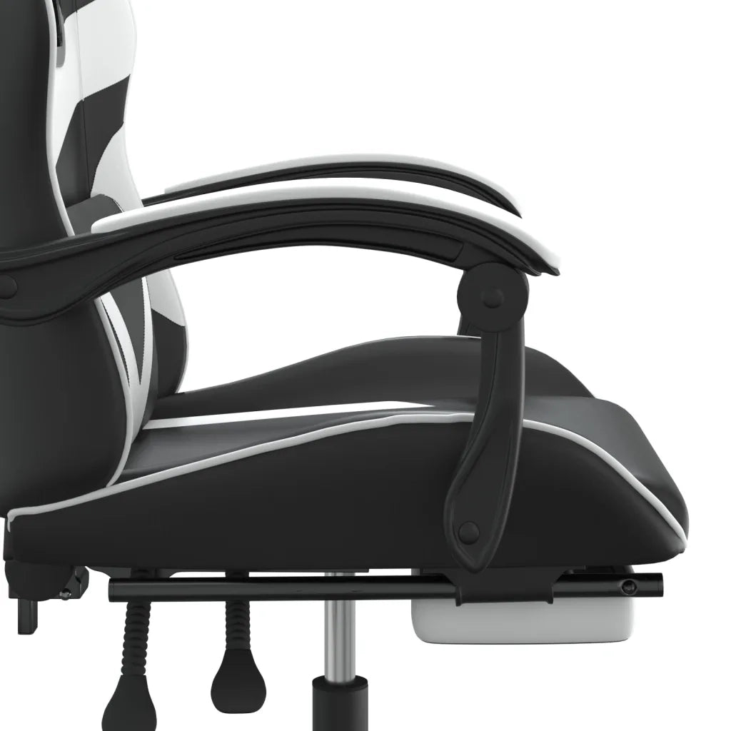 Sedia da Gaming | Sedia da e-sports Girevole Poggiapiedi Nero e Bianco Similpelle