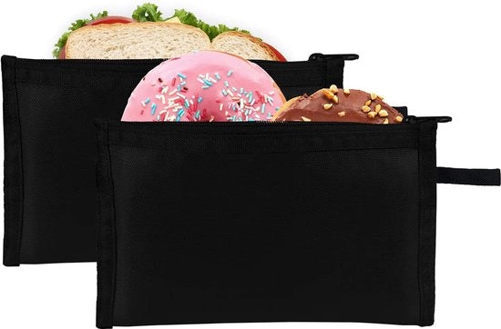 Zak di conservazione per snack 2 in 1, isolato, per uomo, donna, adulto, lavabile in lavastoviglie, non BPA, congelabile, nero, S